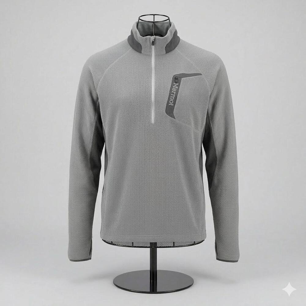 Marmot Men's Polartec Power Grid 1/2 Zip Fleece Pullover Gray Large